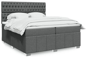 vidaXL Cama com molas/colchão 200x200 cm tecido cinzento-escuro