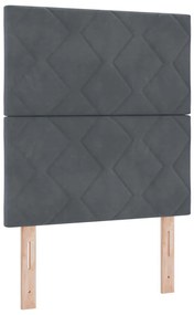 Cama Box Spring com Colchão e Banco Cinza Escuro 80x200 cm Veludo
