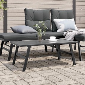 vidaXL Mesa de centro para jardim 90x45x35 cm aço revestido a pó preto