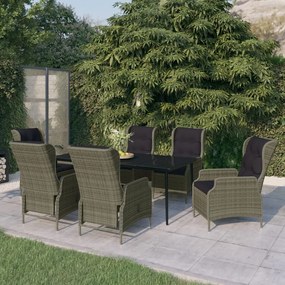 vidaXL 7 pcs conjunto de jantar para jardim castanho