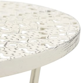 Mesa bistrô estilo vintage redonda metal 40x70 cm branco