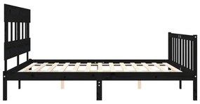 Estrutura cama Super King Size c/cabeceira madeira maciça preto