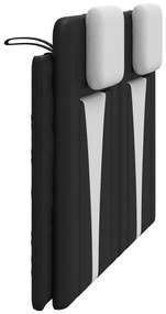 Almofadão de cabeceira 140 cm couro artificial preto e branco