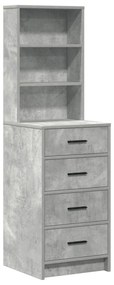 Conjunto de Mesa de Maquilhagem 3 Peças com LED Cinza Concreto Madeira