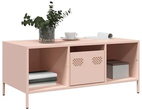 Mesa de centro 101,5x50x43,5 cm aço laminado a frio rosa
