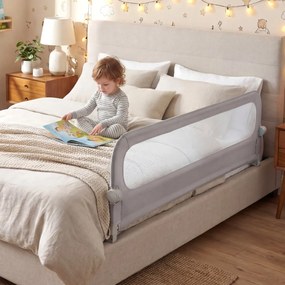 Barreira dobrável para camas infantis, altura ajustável com 178 x 36 x 60 cm, com capa removível em tecido Oxford, base em U, com correia e fivela, Ci