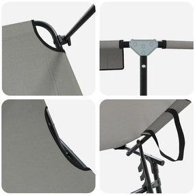 Espreguiçadeira Dobrável com Toldo Cinza 600D Oxford