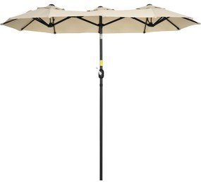 Chapéu de Sol Duplo 295x152x222 cm Chapéu de Sol de Jardim com Inclina