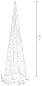 Cone de Iluminação Decorativo c/ LEDs - Acrílico - 60cm - Branco Frio