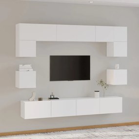 Conjunto móveis de TV 8 pcs madeira processada branco