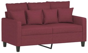 2 pcs conjunto de sofás com almofadões tecido vermelho tinto