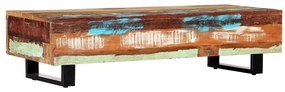 Mesa de centro 120x50x30 cm madeira recuperada maciça e aço