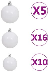 Árvore Natal artificial c/ 300 luzes LED, bolas e neve 210 cm
