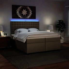 Cama com molas/colchão 200x200 cm couro artificial cappuccino