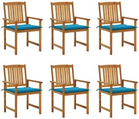 Cadeiras de jardim com almofadões 6 pcs acácia maciça