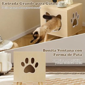 Móvel para Caixa de areia para gatos (NÃO INCLUIDA) 45 x 40 x 54 cm com tampa removível Orifício e janela para gatos natural