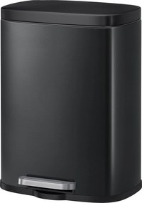 Caixote do lixo de 12 L, com pedal, com cesto interior e fecho suave 38,4 x 28,6 x 25,2 cm preto