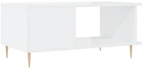 Mesa de centro 90x50x40 cm madeira processada branco brilhante