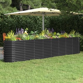 Canteiro elevado jardim 332x40x68 aço revestido a pó antracite