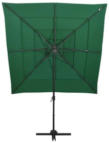 Guarda-sol de jardim com poste de alumínio 250x250 cm verde