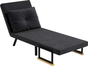 Poltrona convertível 4 em 1 63 L x 73 P x 81 A cm em cama individual com encosto de 5 posições, braços em madeira e almofada, tecido com efeito de vel
