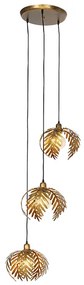 Candeeiro de suspensão vintage dourado redondo 3-luzes - Botanica Rústico ,Retro