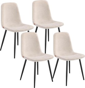 Conjunto de 4 cadeiras de sala de jantar em tecido 55 x 43,5 x 85,5 cm branco creme
