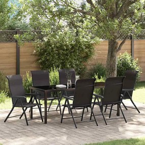 vidaXL Conjunto de Jantar de Jardim com 7 Peças em Rattan Poliéster Preto