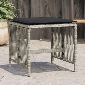 vidaXL Bancos jardim c/ almofadões 4pcs 41x41x36cm vime PE cinza-claro