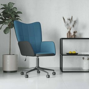 vidaXL Cadeira de descanso PVC e veludo azul