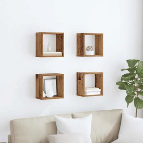 vidaXL Prateleiras de Parede 4 pcs Madeira antiga 26 x 15 x 26 cm