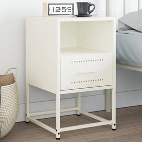 vidaXL Mesa de cabeceira 36x39x60,5 cm aço branco
