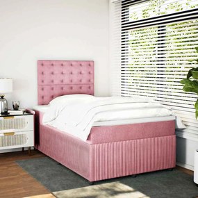 Cama boxspring com colchão 120x190 cm veludo rosa