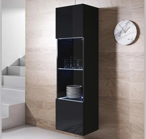 Vitrine Suspensa Leiko – Preto – 40x29x165 cm – 1 Porta com LED Azul e