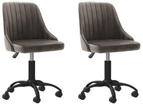 vidaXL Cadeiras de jantar giratórias 2 pcs veludo cinzento-escuro