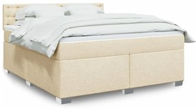 vidaXL Cama com molas/colchão 180x200 cm tecido cor creme