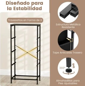 Comoda com 4 gavetas em tecido com tampa de 45 x 30 x 95 cm madeira Puxadores fáceis de puxar e estrutura metálica resistente preta