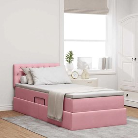 vidaXL Cama com Armazenamento com colchão Rosa 100 x 200 cm Veludo