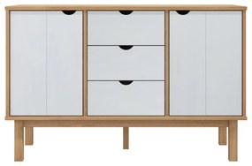 Aparador Sidney em Madeira de Pinho - Branco/Cor Natural - Design Esca