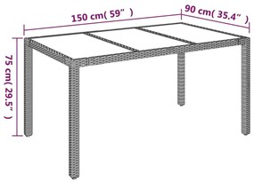7 pcs conjunto de jantar p/ jardim c/ almofadões vime PE cinza