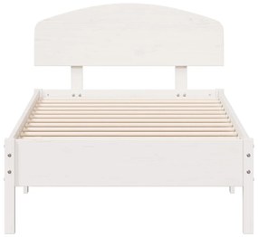 Estrutura de cama com cabeceira 90x200 cm pinho maciço branco