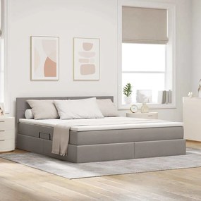 vidaXL Cama com arrumação e colchão Cinzento-acastanhado 160 x 200 cm