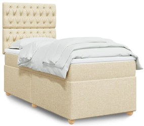 vidaXL Cama com molas/colchão 80x200 cm tecido cor crème