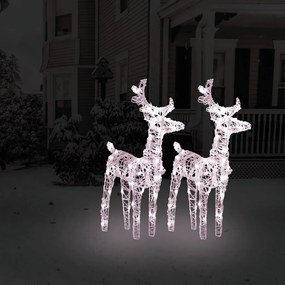 342678 vidaXL Renas de Natal 2 pcs 80 luzes LED acrílico branco quente