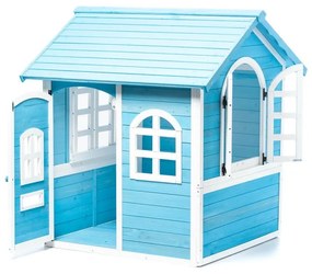 Casa de madeira sustentável para crianças Oceano 118cm x 115cm x 129cm Azul