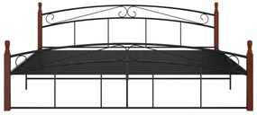 Estrutura de cama 200x200cm metal/madeira carvalho maciça preto