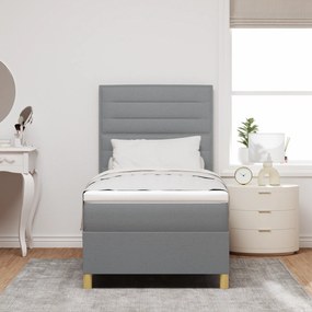 Cama Box Spring com Colchão Cinza Claro 100x200 cm Tecido