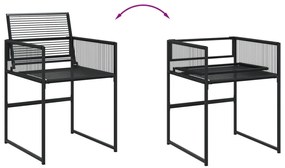 9 pcs conjunto de jantar para jardim vime PE preto