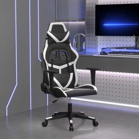 Cadeira gaming couro artificial preto e branco