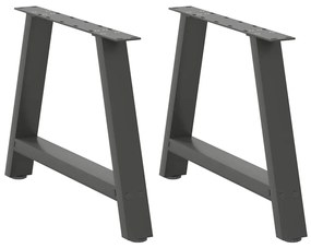 vidaXL Pés para mesa de centro em formato A, 2 peças, antracite, 70x (42-43) cm, aço